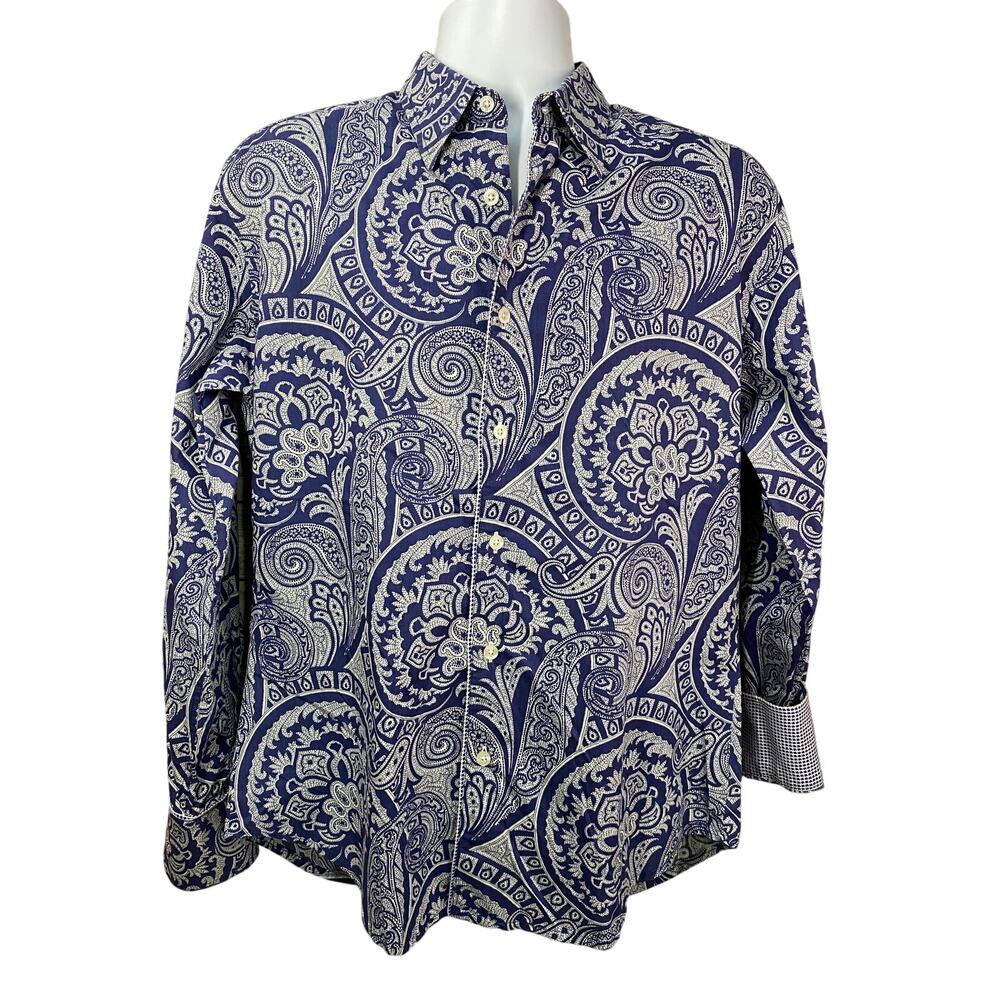 ROBERT GRAHAM Luxe Paisley Blue Print Button-Down Shirt Mens M